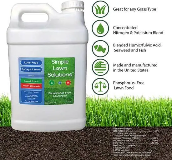 Superior Nitrogen & Potash 15-0-15 NPK - Lawn Food Natural Liquid Fertilizer - best lawn fertilizer for spring