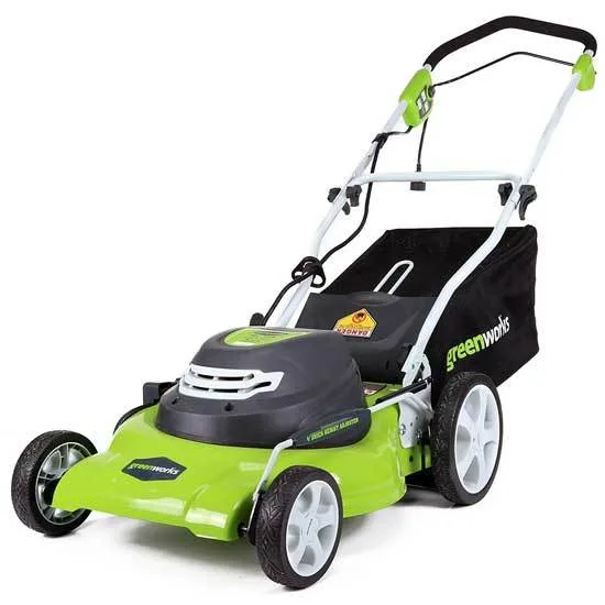 GreenWorks 20 Inch 12 Amp Corded Electric Lawn Mower 25022 - Best Walk Behind Hill Mower for Hills
