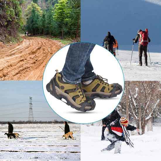StyleZ 10 Stud Spikes Anti Slip Snow Ice Grips Over Shoe Traction Cleats Rubber Crampons Slip on Stretch Footwear 2 - Best Shoes for Icy Pavements