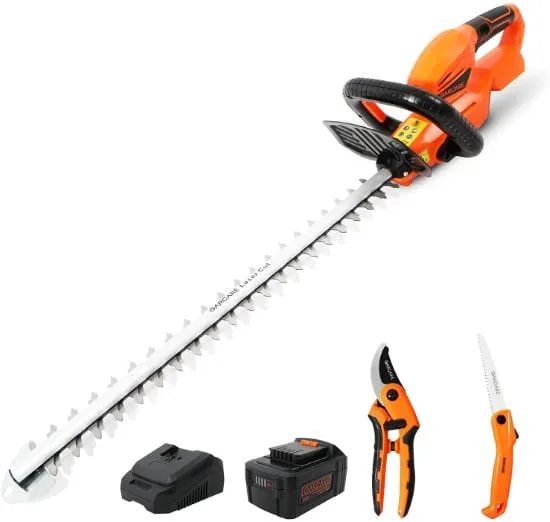 GARCARE 20V 4.0Ah Cordless 3 In 1 Hedge Trimmers Best Electric Hedge Trimmer