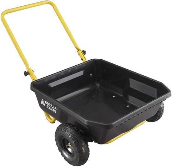 Gorilla Carts GCR 4 4 Cu Poly Yard Cart Best Dump Carts for Lawn Tractor