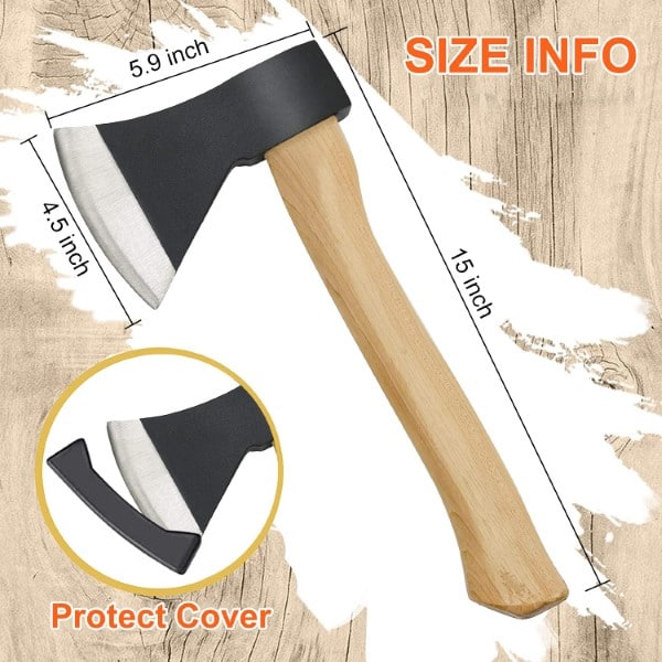 Gbivbe 15 Inch Outdoor Hatchet Wood Cutting Axe Best Axe For Cutting Down Trees