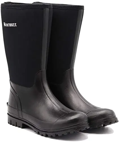 Northikee Insulated Waterproof Slip Resistant Farm Black Boot Best Farm Boots