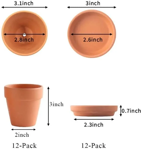 Yishang 3 inch Terra Cotta Pots with Drain Hole