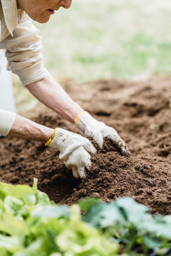 A man mixing soil with compost—what is 50 50 topsoil
