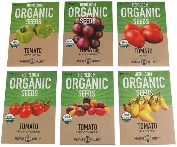 6 Varieties Non GMO Heirloom Organic Cherry Tomato Seeds