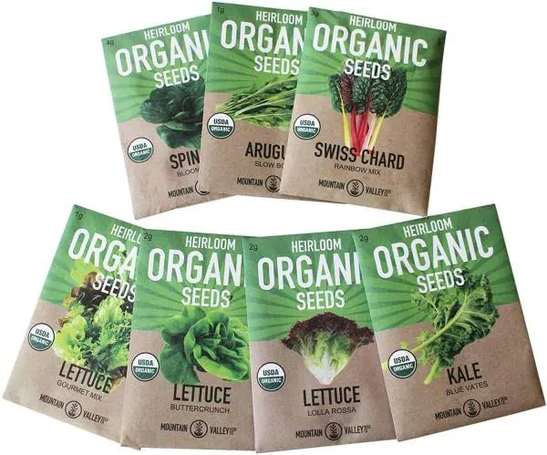 7 Varieties of Leafy Power Green Organic Seeds Non GMO Seeds for Planting