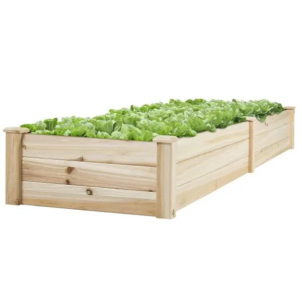 Best Choice Products 8x2ft Outdoor Wooden Raised Garden Bed Planter for Vegetables