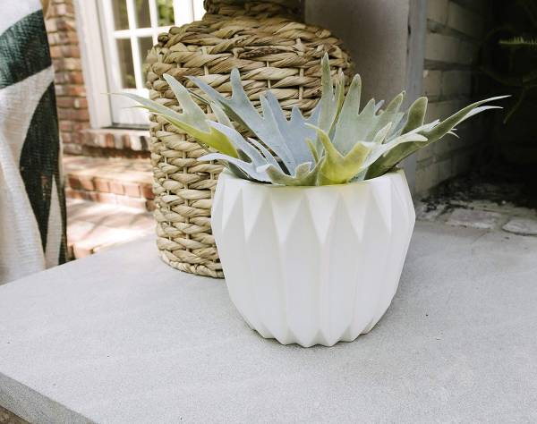 Bloomingville Round Fluted Ceramic Flower Pot 8 Inch x 6 Inch