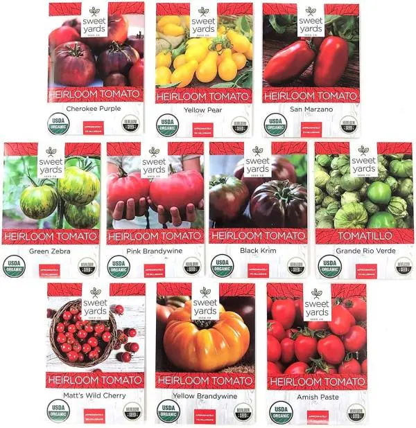 Organic Heirloom Tomato Seeds Variety Pack 9 Seed Packets