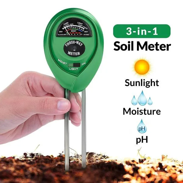 Soil pH Meter 3 in 1 Soil Test Kit for Moisture Light pH 1