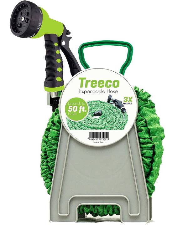 Treeco Expandable Garden Water Hose kit 50 ft Kink Free Triple Latex