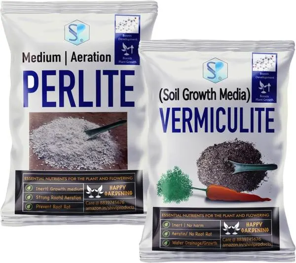 Shiviproducts Horticultural Perlite Vermiculite Combo Potting Mixture Filler for Organic Gardening Best Soil for Monstera