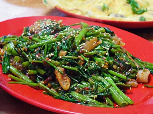 Water spinach in a dish