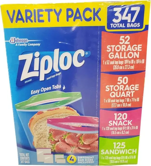 Ziploc Gallon Quart Sandwich and Snack Storage Bags